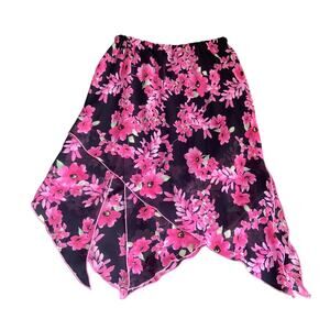 Floral Asymmetrical Y2K Midi Skirt Size 8 Petite